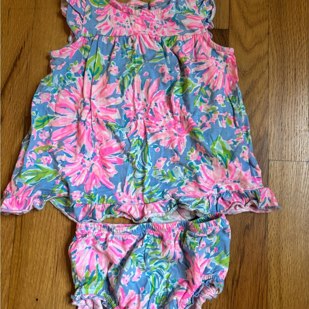 Lilly Pulitzer Pink and Blue Floral Kids Dress